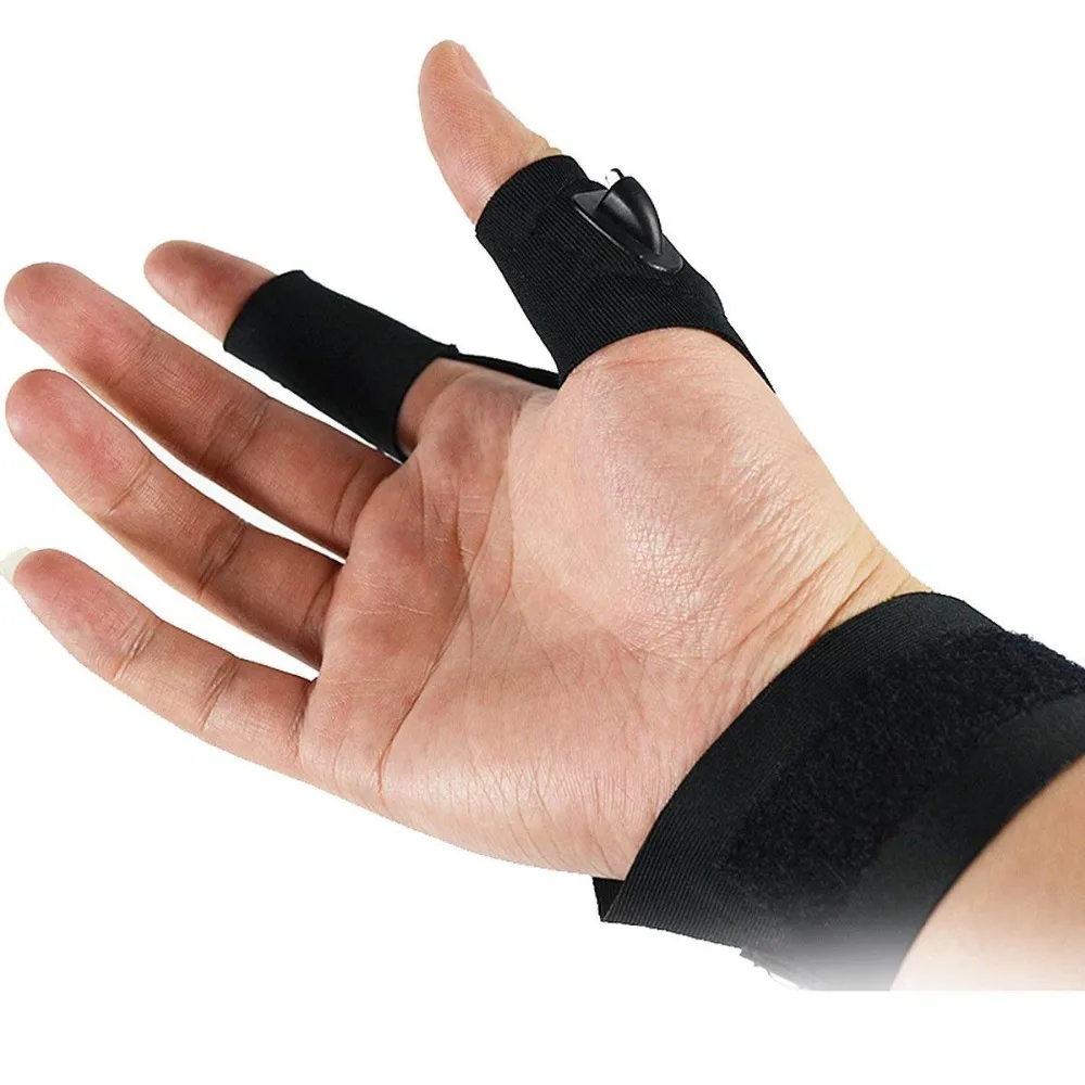 1PCS  Outdoor Fishing Magic Strap Fingerless Glove LED Flashlight Torch Cover Camping Hiking Lights Multipurpose Left Right Hand