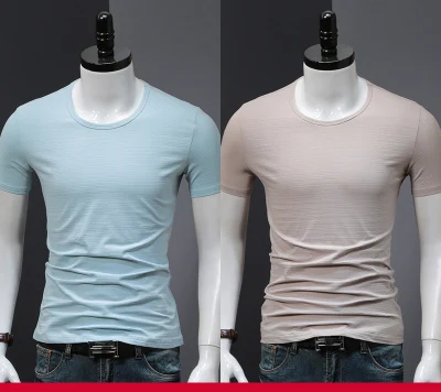 Крутая Мужская рубашка Бамбуковая в стиле хип-хоп базовое белое нижнее белье для мужчин s Модные летние майки простые 2 шт./лот - Цвет: blue-gray