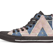 Геометрический дизайн, превосходный дизайн, дышащая Повседневная Высокая обувь на шнуровке, холщовая обувь кеды для дропшиппинг