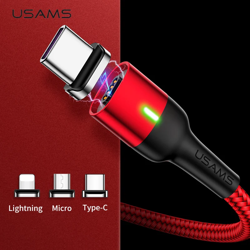 Магнитный кабель USAMS Micro Usb Type C адаптер для быстрой зарядки телефона магнитное