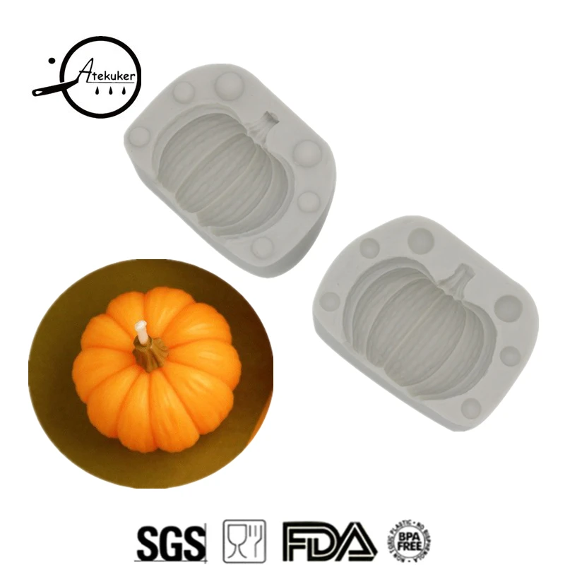 

Atekuker Pumpkin Shape 3D Silicone Molds For Fondant Cake Decorating Tools Candle Mold Forms For Polymer Clay
