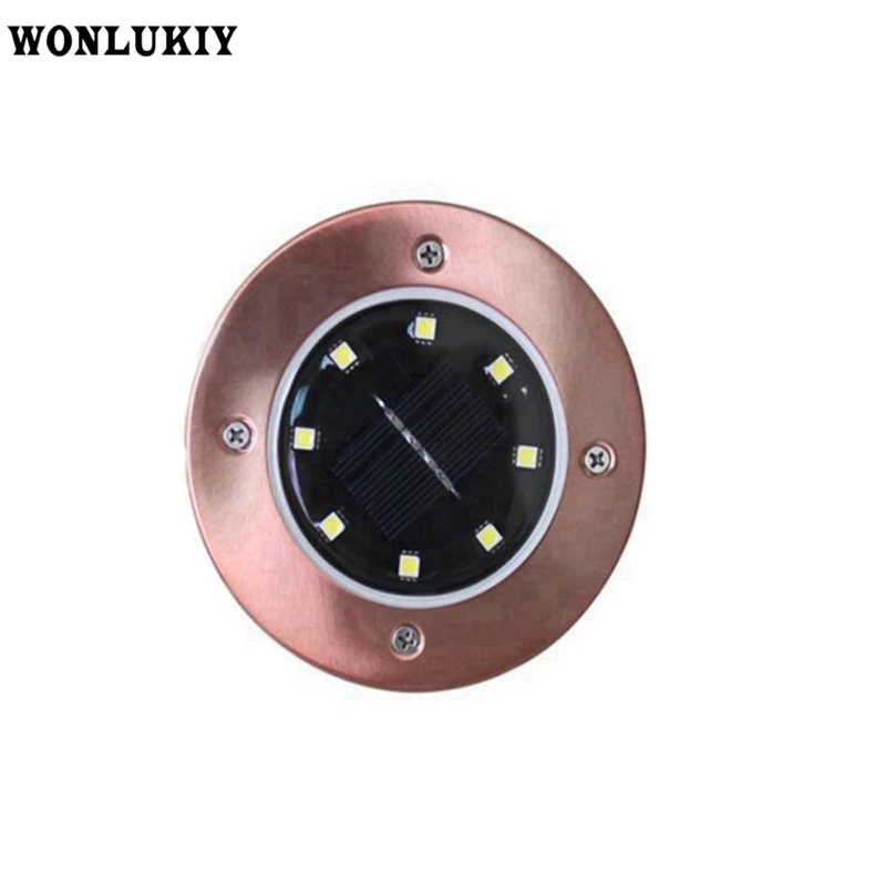 

1pcs Outdoor LED Solar Lamp with 8 Leds Automatically Open at Night Stainless Steel Waterproof Ground Light for Garden Lawn Path
