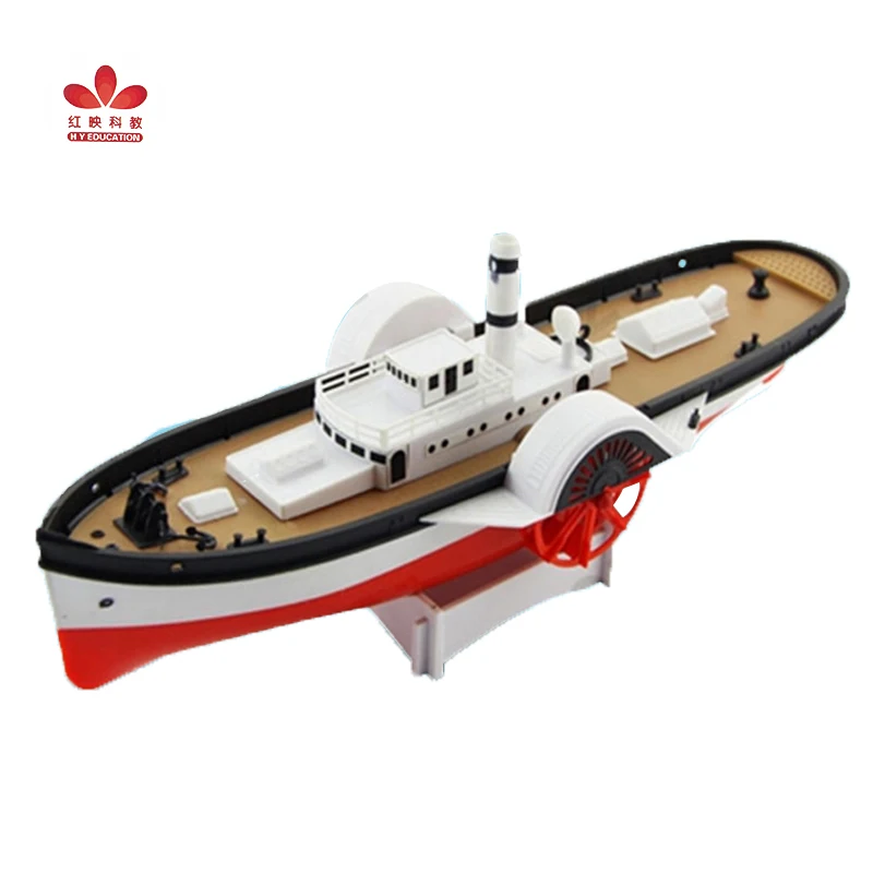 Бесплатная доставка DIY Сильный Лук весло колеса электроприводом лодка Собранный корабль модель развивающие игрушки подарки для детей