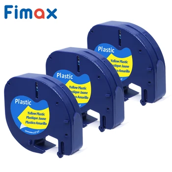 

3 pcs Compatible DYMO LetraTag Label Tape 91202 91222 91332 59423 Black on Yellow 12mm*4m(1/2"x 13') Plastic DYMO label printer