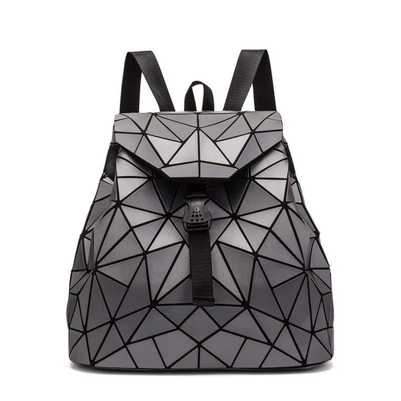 Новые сумки, женский рюкзак, модные рюкзаки с геометрическим рисунком, складной рюкзак большой емкости, школьный рюкзак из искусственной кожи, разноцветные рюкзаки - Цвет: Gray