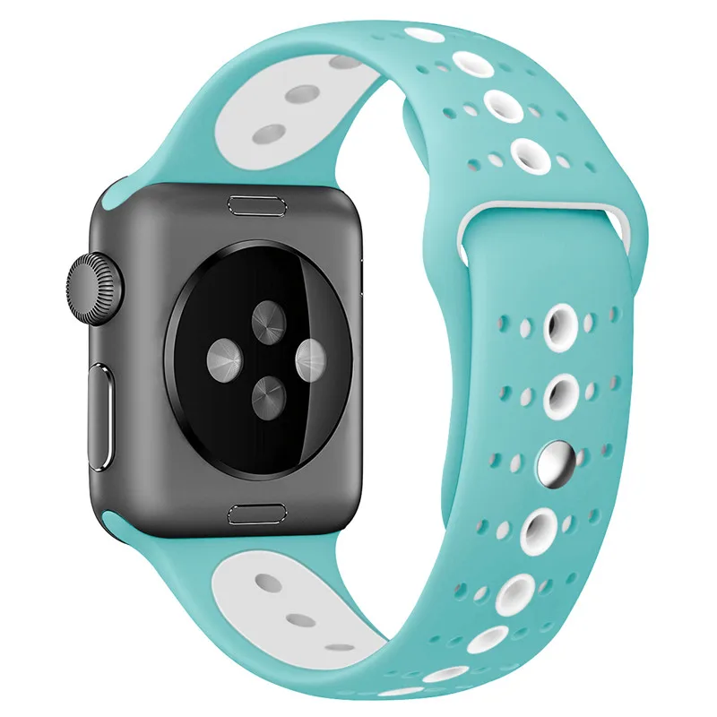 Силиконовый ремешок для наручных часов Apple Watch 38 мм 44 мм Высокое качество силиконовой резины часы ремешок для iwatch часы 4 полосы