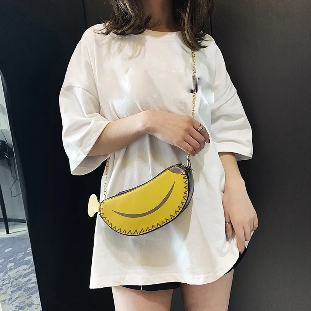 

Handbags 2019 Fashion Crossbody bag Fashion Girls College Leather Wild Chain Cute Banana Shoulder Messenger Bag handbag