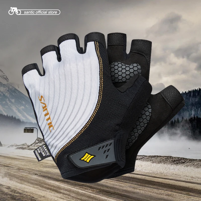

Santic Men Cycling Short Gloves Half Finger MTB Cool Feeling Breathable Anti-pilling Anti-static Sun-protective Summer M7C09058
