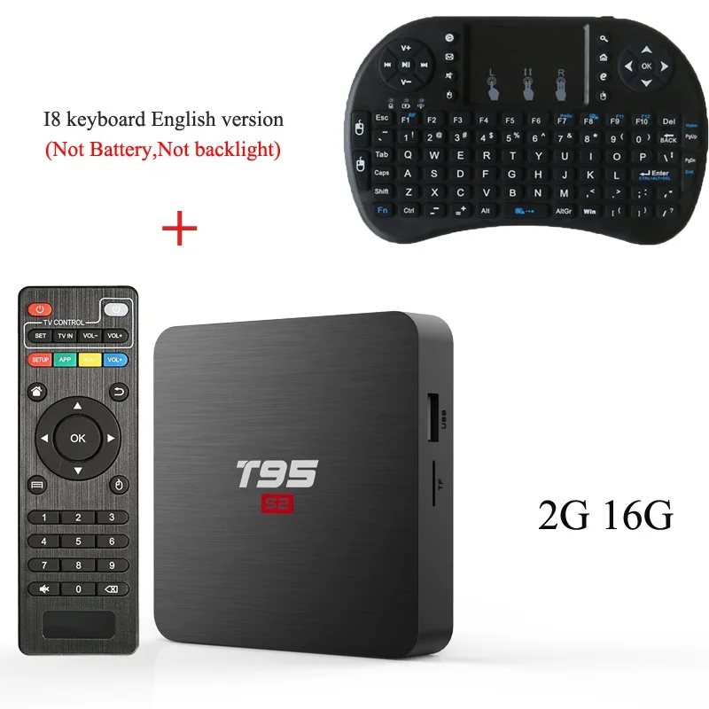 ТВ-бокс Wechip T95 S2 Android 7,1 OS Smart tv BOX 2 Гб 16 Гб четырехъядерный процессор Amlogic S905W 2,4 ГГц WiFi телеприставка 1 ГБ 8 ГБ T95S2 плеер - Цвет: 2G16G add English I8