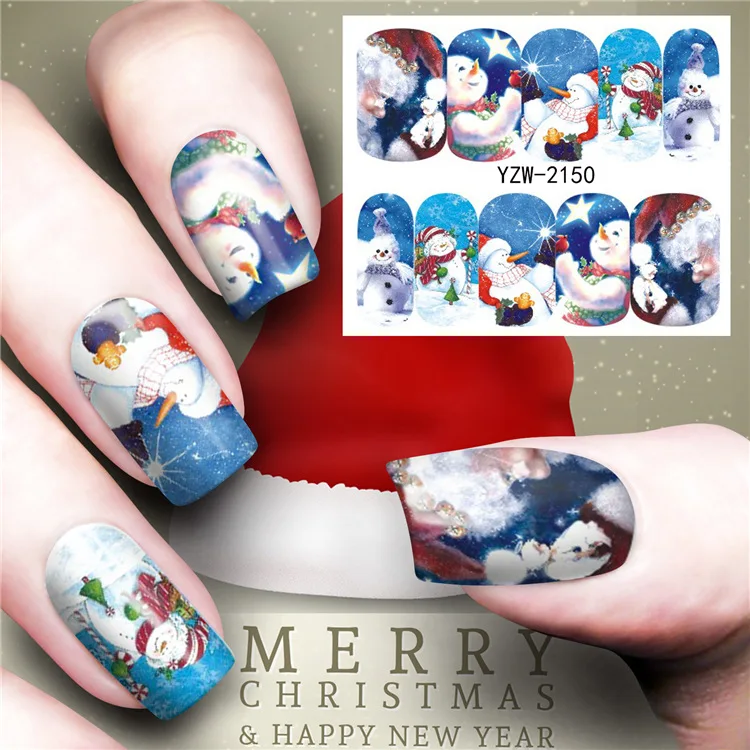 1 шт веселая Рождественская елка, наклейки для ногтей, водяные наклейки для ногтей, блестящие, вечерние, специальные, Переводные бабочки, украшения для ногтей m3b2 - Цвет: Бургундия