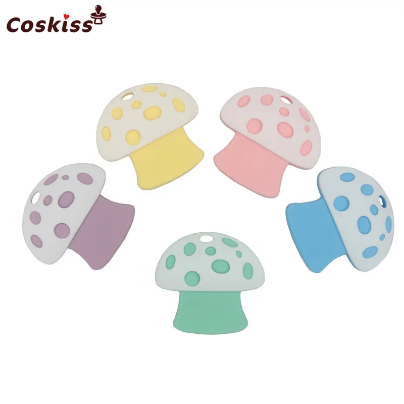 1pcs Silicone Mushroom Teether Babies Teething Pendant Nursing Soft