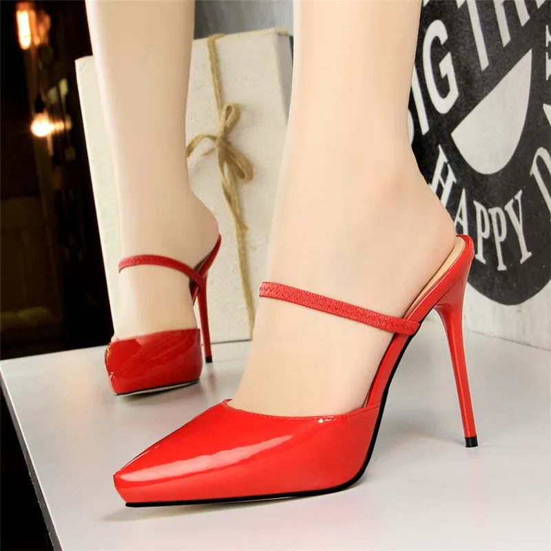 

Women's Slippers Summer Leather Sandals Ladies Sexy Thin Heels Female Shoes Fashion Pumps Red Shoes Waterproof Platform 2019