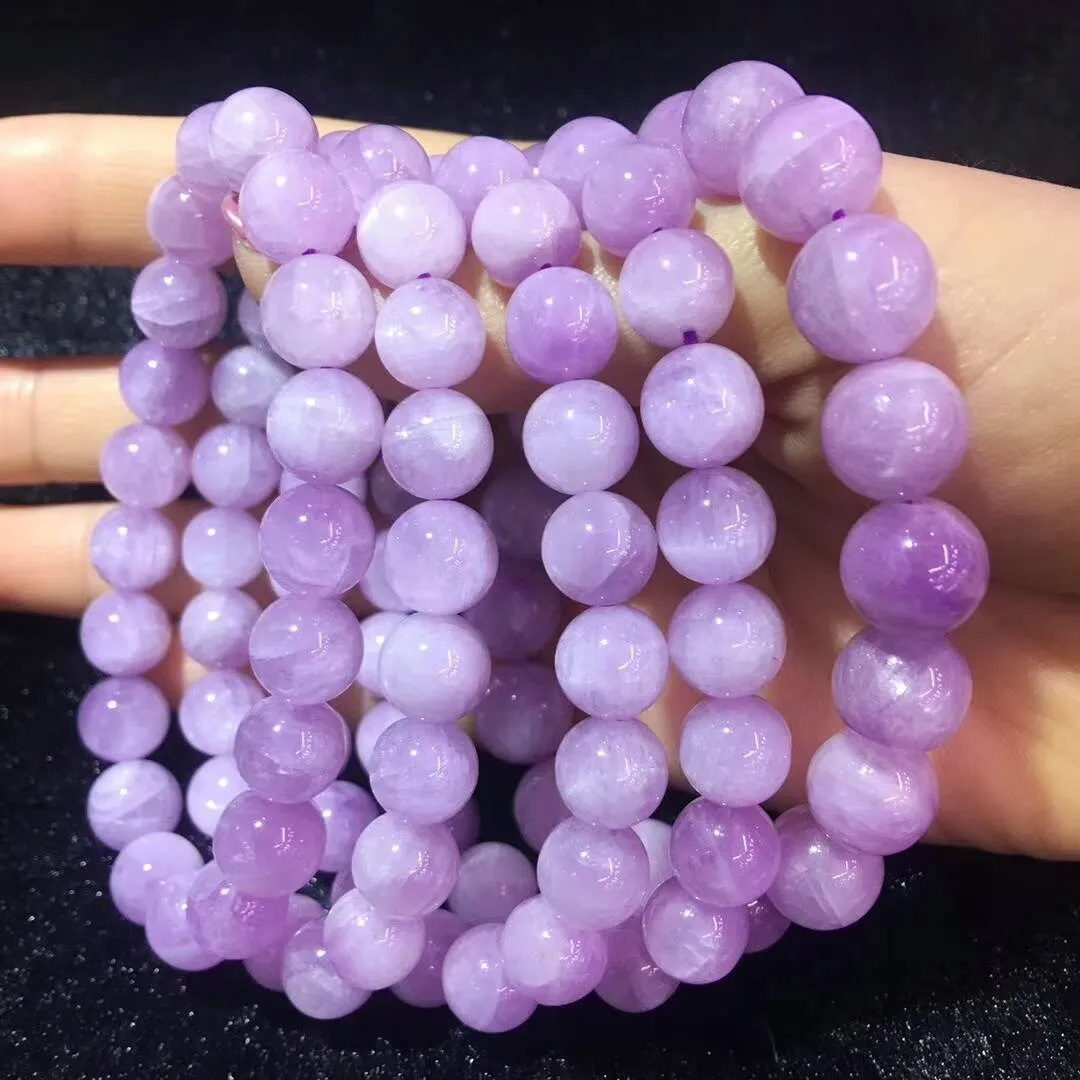 

14mm Genuine Natural Kunzite Stone Beads Bangle & Bracelet Women Bracelets Lavender Color Stone Good Quality For Girl Gifts