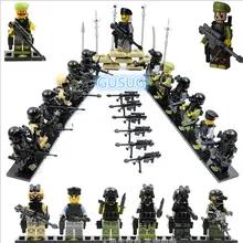 Gusug 120 шт. 5100 Город Полицейский спецназ CS Commando солдаты армии с оружие строительные блоки, совместимые военные игрушки