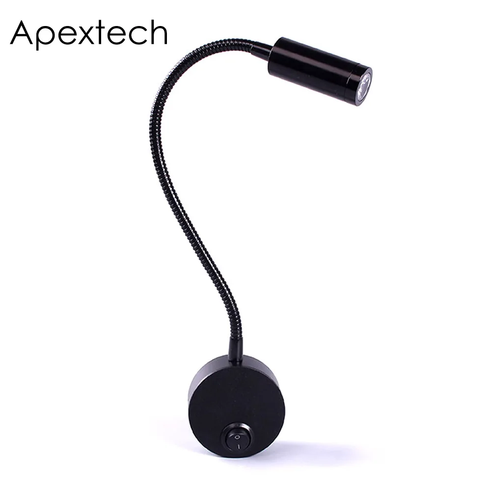 Apextech гибкая 3 Вт Светодиодная прикроватная лампа для чтения настенный светильник