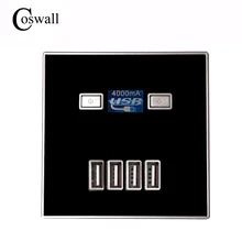 2017 New Arrival 4-PORT quick charger home use wall socket Power Usb Electrical Outlet 86mm * 86mm 4A