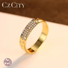 CZCITY, Настоящее серебро 925 пробы, изысканное кольцо для женщин, свадебное, роскошное, блестящее, CZ, настоящее, 18 k, женское, хорошее ювелирное изделие, рождественский подарок