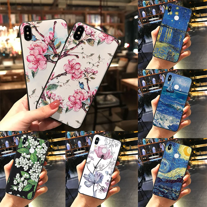 

3D Emboss Oil Painting Floral Soft TPU Case For Huawei Honor 8X 9 10 20 Lite 10i 20i 7A Pro Play Y6 Y9 2019 2018 Back Cover Capa