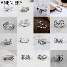 ANENJERY винтажные 925 пробы серебряные кольца ручной работы Размер 18 мм Регулируемые кольца для мужчин и женщин тайские серебряные ювелирные изделия S-R430 ANENJERY винтажные 925 пробы серебряные кольца ручной работы Размер 18 мм Регулируемые кольца для мужчин и женщин тайские серебряные ювелирные изделия S-R430