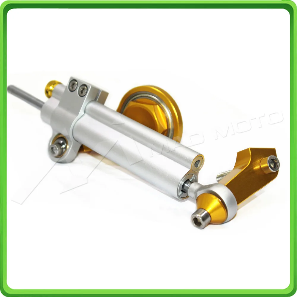 For Yamaha R6 YZF-R6 2006 2007 2008 2009 2010 2011 2012 2013 2014 2015 2016 2017 Steering Damper & Bracket Mount Kit Silver&Gold (5)