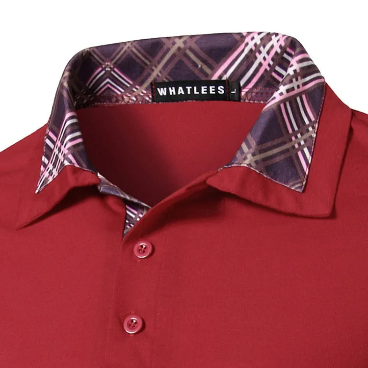 Men Polo Shirt Fashion Plaid Collar Business Mens Polo 2016 Casual Short Sleeved Sports Golf Tennis Cotton Polo Red Camisa M-2XL (8)