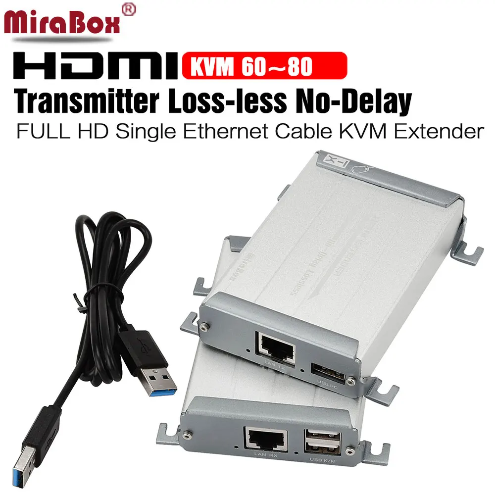 Удлинитель MiraBox HDMI USB 60m KVM поддержка управления без задержки функция POE потерь