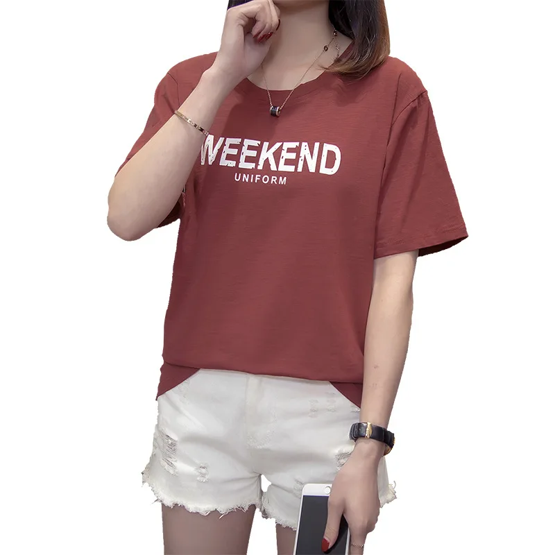 

ZXQJ Summer Korean alphabet short sleeve T-shirt female students Joker loose half sleeve T-shirt original wind clothes