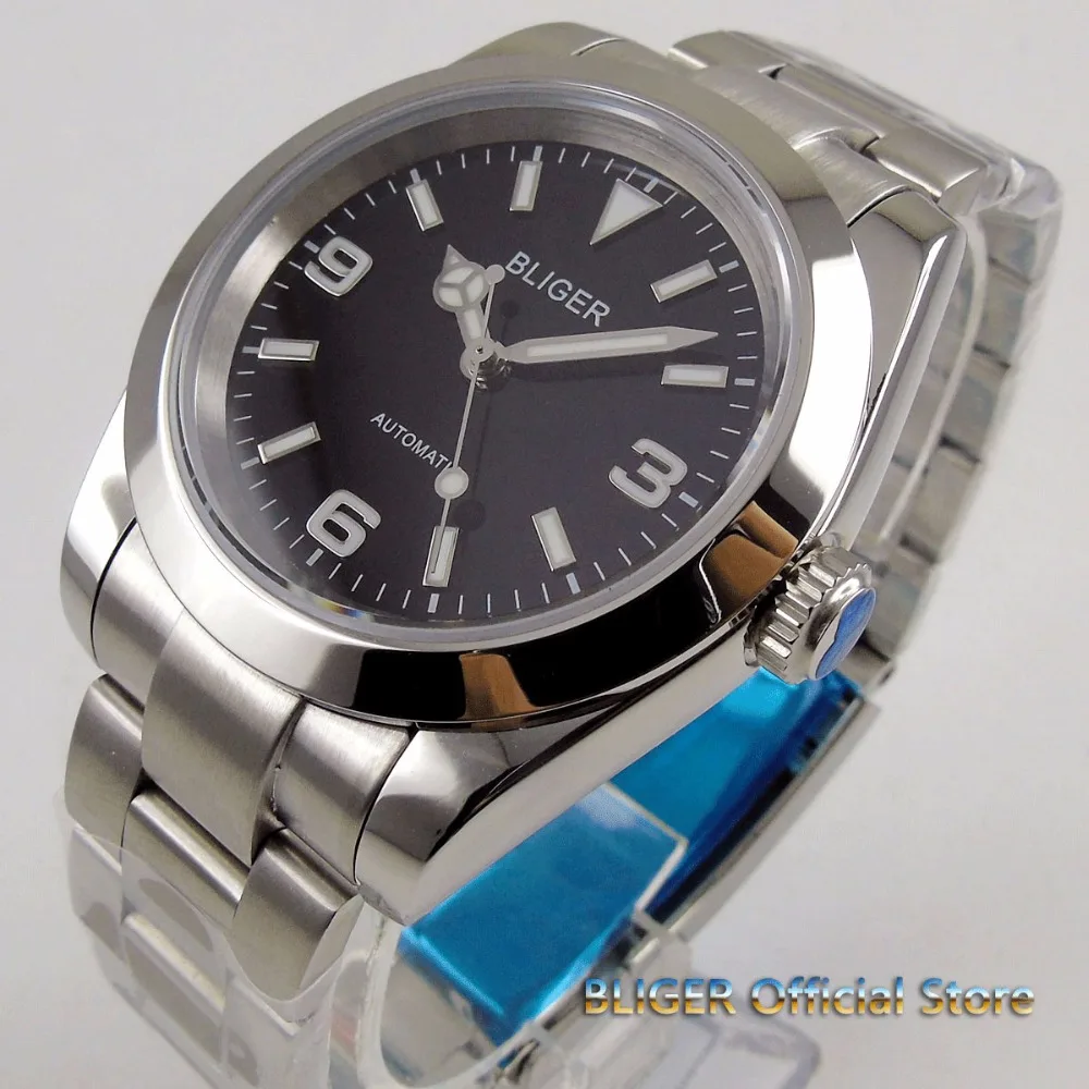 

Solid 39mm Black Dial Luminous Sapphire Glass Polished Bezel 21 jewels MIYOTA 8215 Automatic Movement Men's Watch Men