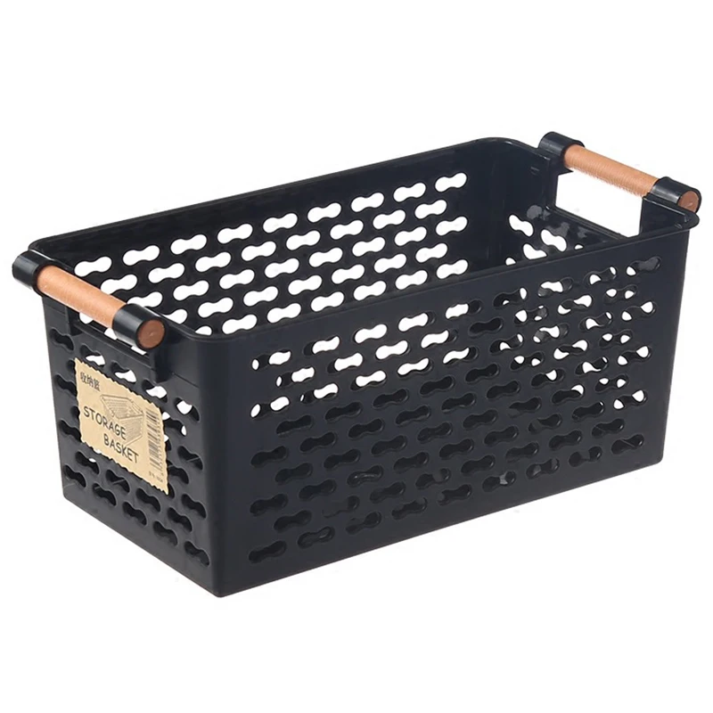 Plastic Desktop Storage Basket Rectangular Bathroom Portable Storage Box Bath Basket Kitchen Debris Multi-Purpose Baskets Blac