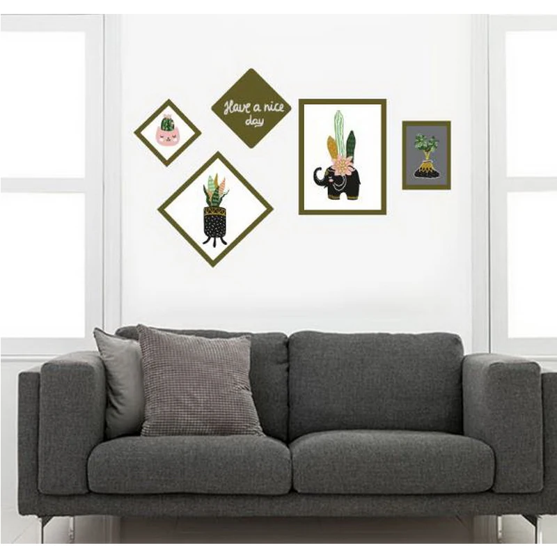 

321101/Restaurant Hotel dining table wall decoration wall stickers plants potted waterproof creative simulation wall stickers