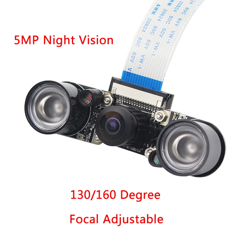 Raspberry Pi 3 ночное видение рыбий глаз камера 5MP OV5647 130/160 градусов фокусное регулируемая для Raspberry Pi 3 model b плюс