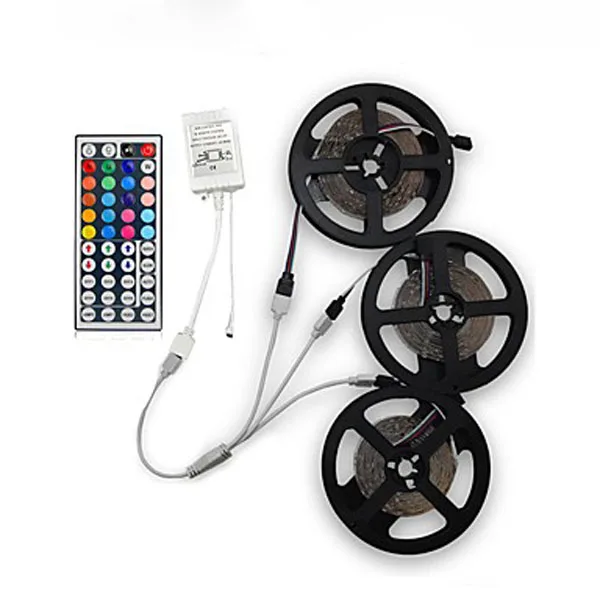 15M SMD3528 Waterproof RGB 900 LED Strip Tape Light Kit + 44 Keys Controller + Cable Connector DC12V