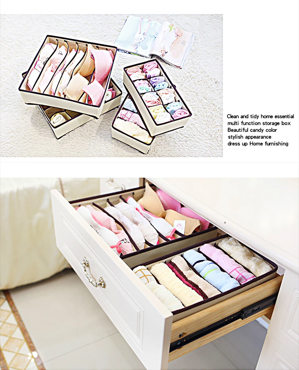 Foldable Organizer For Underwear Bra Socks Storage Box Multi Size Storage Bag Underwear Organizer Drawer Divider 9