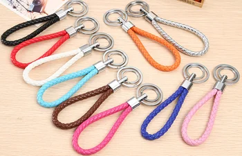 

by DHL/Fedex 1000pcs Universal PU Leather rope key ring Round braided leather rope buckle Key bag ornaments support mix