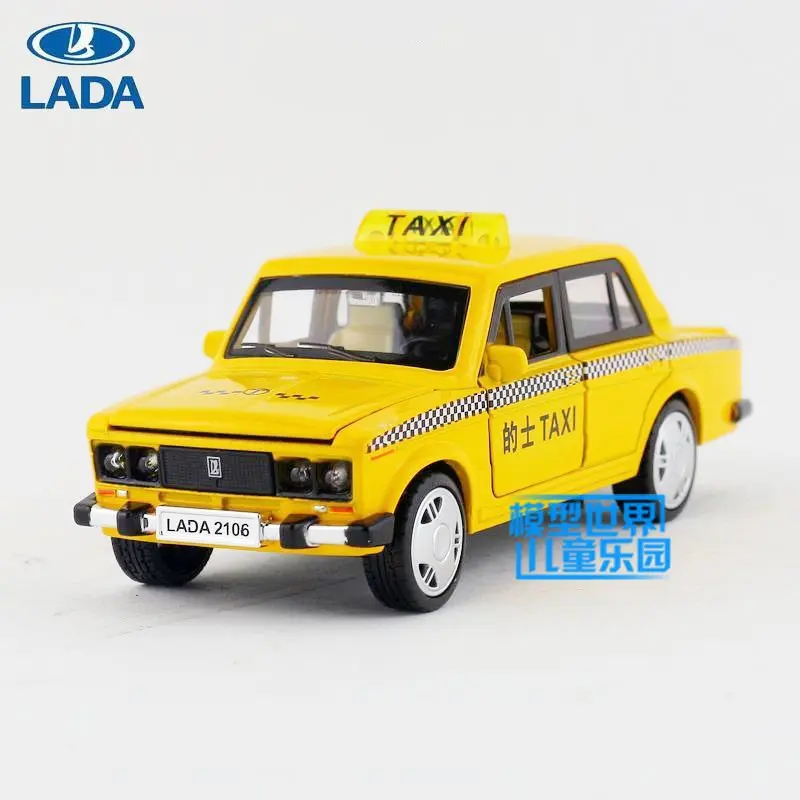 

Free Shipping/Diecast Toy Model/1:32 Scale/Russia LADA Taxi Car/Pull Back/Sound & Light/Educational Collection/Gift For Kid