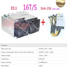 BTC шахтер показатель Ebit E9.3 16TH/s БТД Bitcoin горной машины Asic шахтер 16 T с PSU питания, чем Antminer S7 S9 WhatsMiner M3X