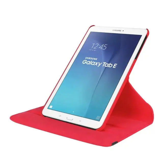 4 в 1 модный вращающийся на 360 Градусов Кожаный чехол для samsung Galaxy Tab E 9,6 T560 T561 чехол для планшета+ защита экрана+ OTG+ ручка - Цвет: red