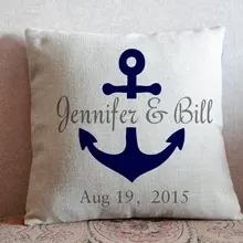 Диванные подушки крышка на заказ для свадебной вечеринки подарок морская Свадебная Подушка, темно-синий с якорями пользовательское имя наволочка