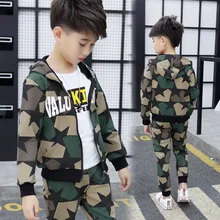 3-14T Boys Long Sleeve Camouflage Clothing Set For Spring & Autumn 2018 New Children’s Clothing Fashion Sweatshirt Sport Suits