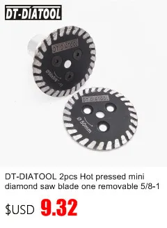 DT-DIATOOL 2pcs Hot pressed mini diamond saw blade one removable 5/8-11 long flange cutting disc carving stone marble concrete