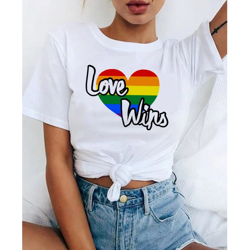 ЛГБТ Футболка Love Wins love is bisexual лесбиянок геев Радуга женский топ футболка футболки