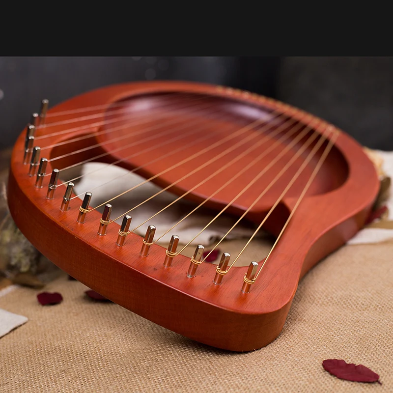 ins Lyre 16 Strings Wooden Lyre Harp Metal Strings Mahogany Solid Wood String Instrument Boy Girl Holiday gifts