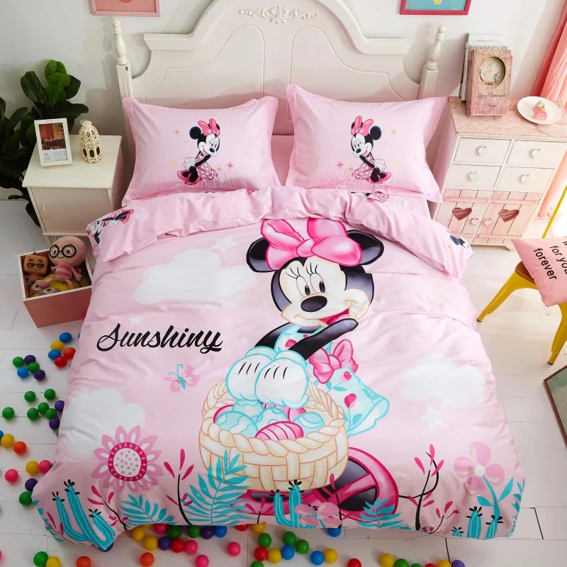 Minnie Mouse Bedding Set For Kids Bedroom Decor Cotton Duvet