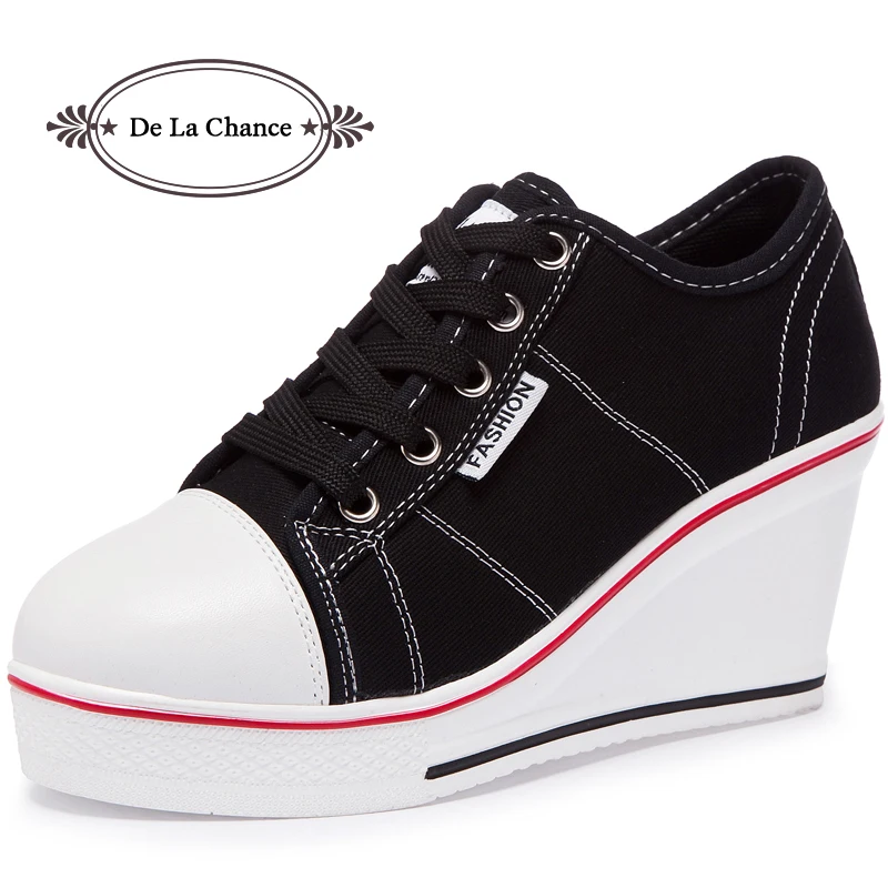 De La Chance/Женская Вулканизированная обувь; дышащая парусиновая обувь на платформе; женские кроссовки на танкетке; Повседневная модная обувь ярких цветов для студентов