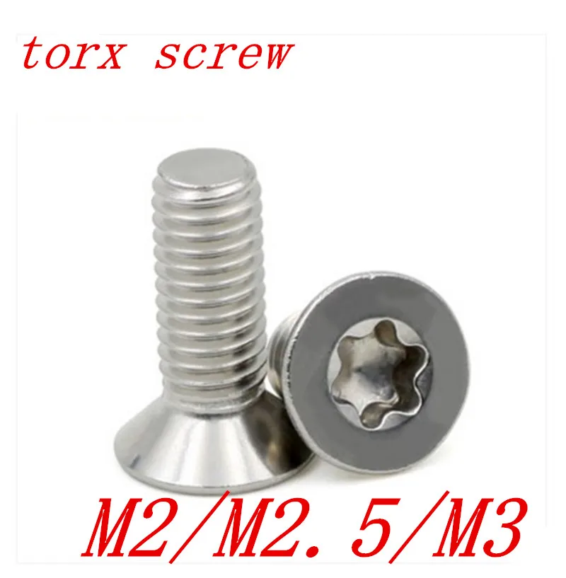 50Pcs M2 M2.5 M3 304 Stainless Steel Torx Countersunk Screw Six Lobe
