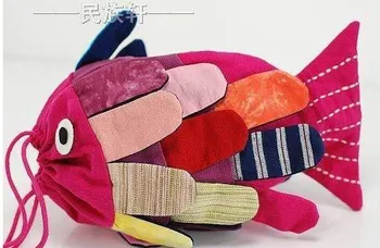 

5pcs/lot Large fish bag national trend handmade cloth shoulder bag messenger bag handbag women's cartoon bag many kinds of fancy