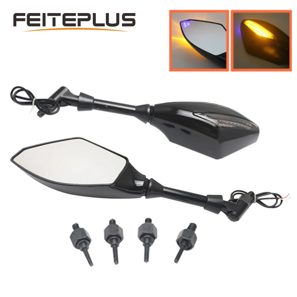 

Universal Motorcycle Rear view Mirror 12V LED Turn Lights Side Mirrors Motorbike Rearview Mirror With Turn Signal Black
