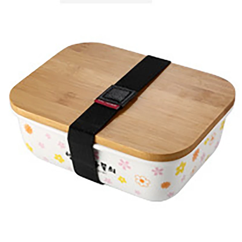 MICCK Microwavable Ланч-бокс в японском стиле бамбуковый керамический Bento box Теплоизоляционный контейнер для хранения продуктов - Цвет: Large flower900ml