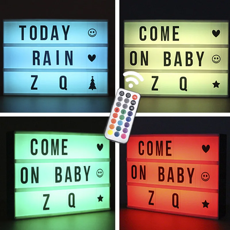 

Remote Control Operation Color Changing LED Lamp Box DIY Letter Light Box Advertising Lamp Indoor Decoration Night Light