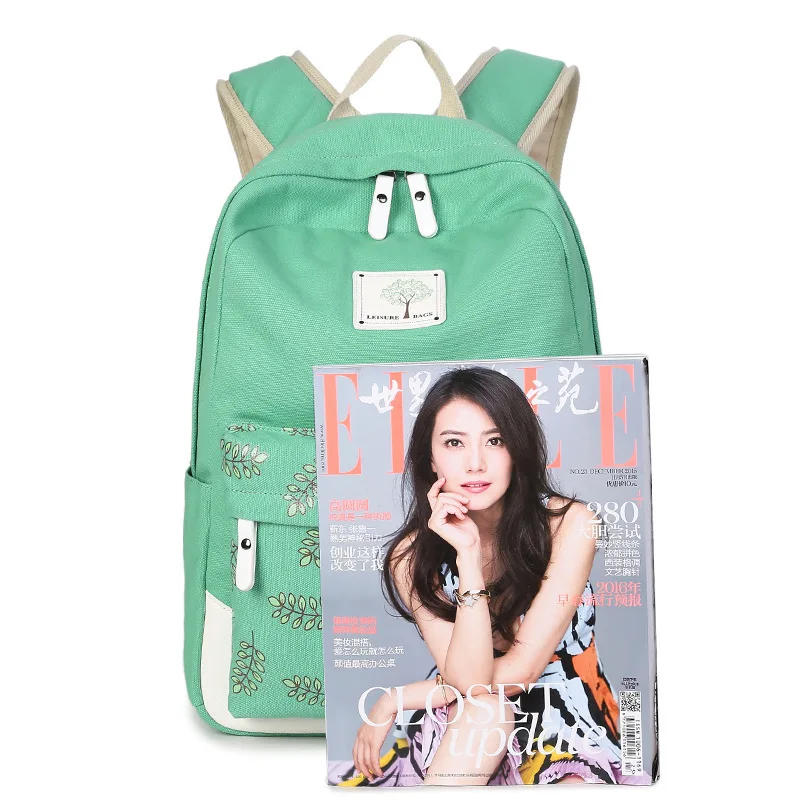 

New female print backpack Korean leisure canvas bag travelling backpack student college schoold bag satchel knapsack backpack